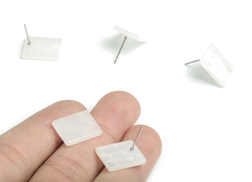 Acetate Rectangle Earring Stud - Rectangle Earring Post - Surgical Stud - Jewelry Supplies - Color Code: A520 - 15.5x11.8x2mm - AC1663-A520 - DOMEDBAZAAR
