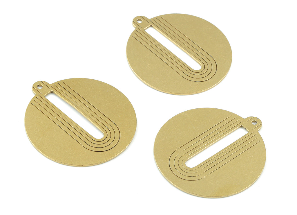 Personalized stamping blank - Brass Round Pendant - Raw Brass Rainbow Circle Earring Charm - Circle Rainbow Round - 38x34 x0.81mm - PPM3022 - DOMEDBAZAAR
