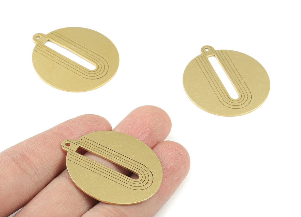 Personalized stamping blank - Brass Round Pendant - Raw Brass Rainbow Circle Earring Charm - Circle Rainbow Round - 38x34 x0.81mm - PPM3022 - DOMEDBAZAAR