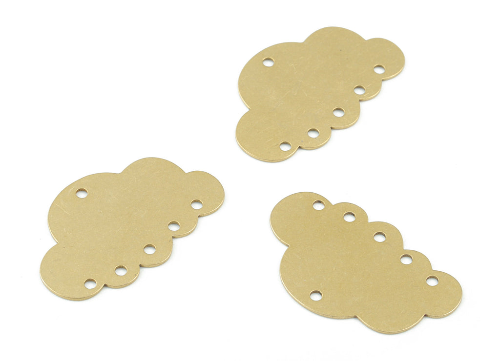 Personalized stamping blank - Cloud Earring Connector - 6 holes - Raw Brass Cloud Earring Charms - 30x19x0.6mm - PPM3677 - DOMEDBAZAAR