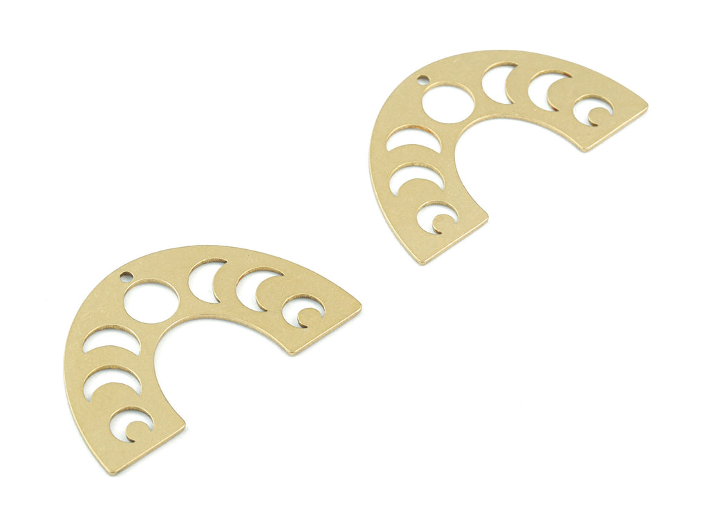 Half Moon Phases Pendant - Raw Brass Moon Phases Semicircle Earring Charms - Jewelry Making Supplies - 30x17x0.7mm - PPM3578 - DOMEDBAZAAR