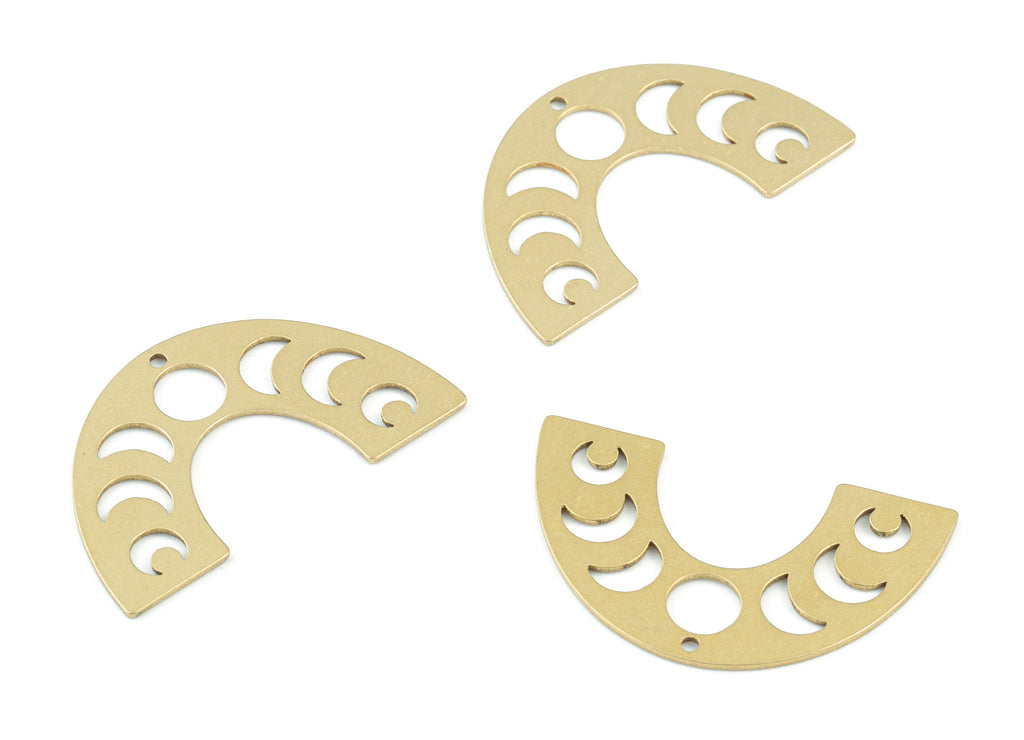 Half Moon Phases Pendant - Raw Brass Moon Phases Semicircle Earring Charms - Jewelry Making Supplies - 30x17x0.7mm - PPM3578 - DOMEDBAZAAR