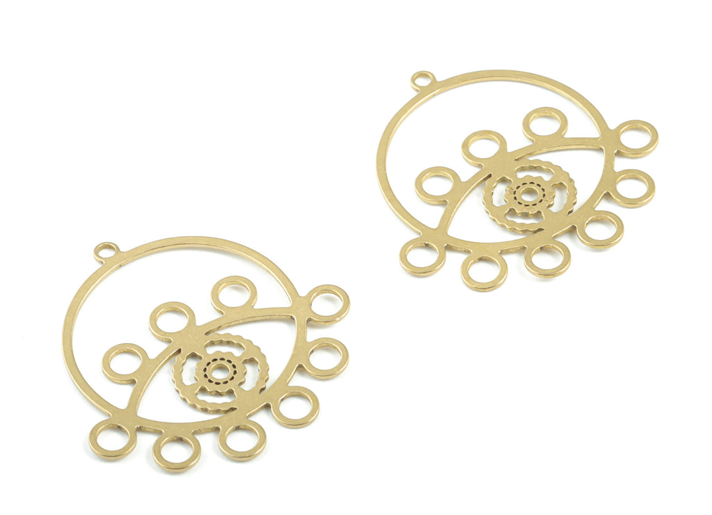 Brass Eye Earring Connector Hoop - Raw Brass Eye Circle Earring Charms - Earrings Finding - Jewelry Supplies - 29.83x29.23x0.66mm - PPM3276 - DOMEDBAZAAR