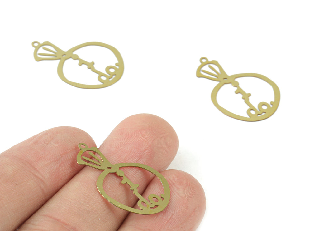 Brass Flower Earring Charms - Raw Brass Flower Ring Pendant - Earring Findings - Jewelry Supplies - 26.98x17.04x0.28mm - JJC11993 - DOMEDBAZAAR