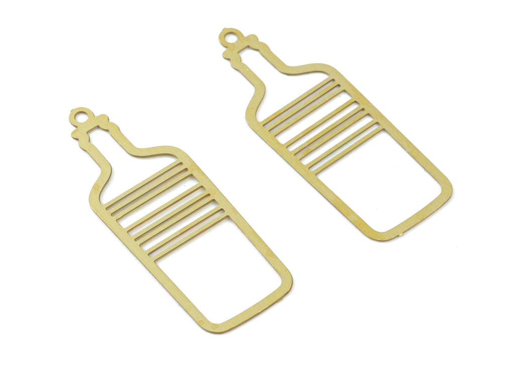 Brass Bottle Earring Charms - Raw Brass Bottle Pendant - Earring Findings - Jewelry Supplies - 28.29x10.57x0.28mm - JJC11981 - DOMEDBAZAAR