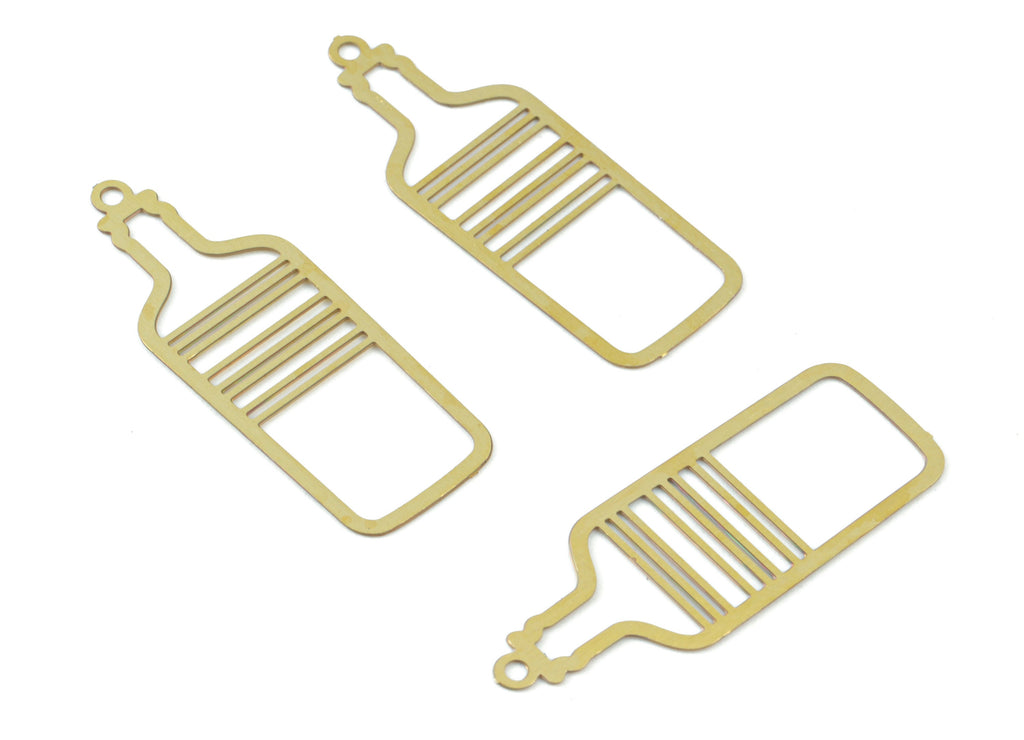 Brass Bottle Earring Charms - Raw Brass Bottle Pendant - Earring Findings - Jewelry Supplies - 28.29x10.57x0.28mm - JJC11981 - DOMEDBAZAAR