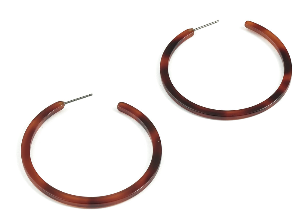 Open Hoop Earrings Stud - 2 inch Hoop Earring - Acetate Round Earring Post - Open Circle - Jewelry Making Supplies - 50x50x2.8mm - AC1172M - DOMEDBAZAAR