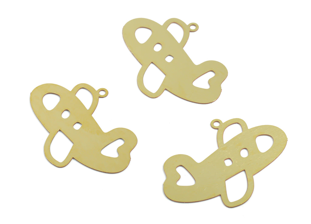 Brass Plane Earring Charms - Raw Brass Plane Pendant - Earring Findings - Jewelry Supplies - 26.81x17.4x0.29mm - JJC11912 - DOMEDBAZAAR