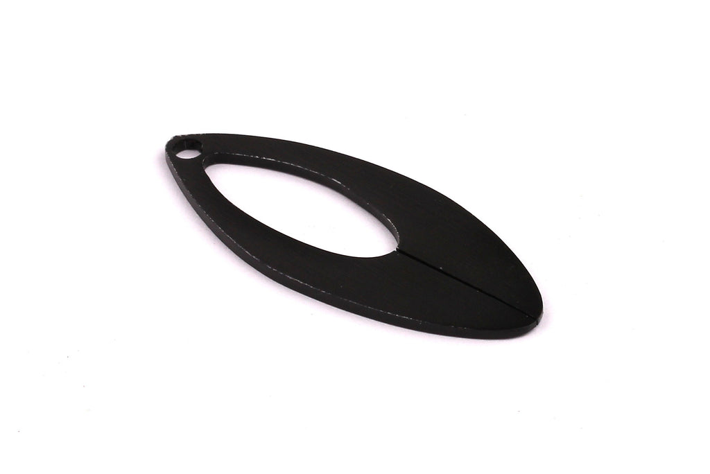 Aluminum Stamping Blank - Curled Shaped Pendant - Anodized Aluminium Charms - Wall Decor - Black Tone - 48x19x1.4mm - AA1112 - DOMEDBAZAAR