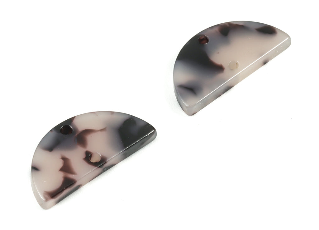 Acetate Semicircle Earring Connector -  Half Moon Blonde Tortoise Shell Earrings - 2 Holes - Color Code: A06 - 21.2x10.4x2.4mm - AC2059-A06 - DOMEDBAZAAR