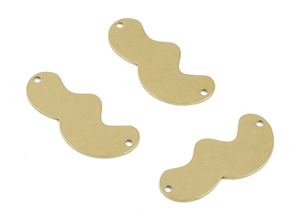 Personalized stamping blank - Wave Earring Connector - Raw Brass Wavy Earring Charms - 2 Holes Connector  - 35x11x0.6mm - PPM3703 - DOMEDBAZAAR