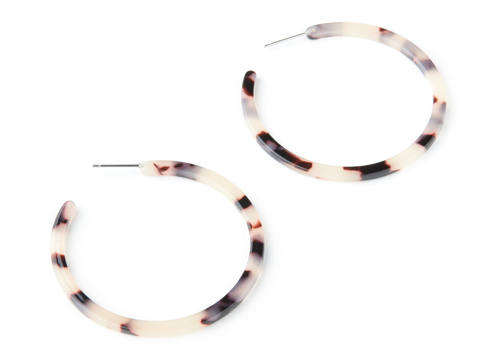 Open Hoop Earrings Stud - 2 inch Hoop Earring - Blonde Tortoise Shell Acetate Round Earring Post - Color Code: A07 - 50x50x2.8mm - AC1172A - DOMEDBAZAAR