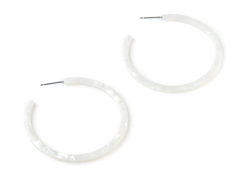 Open Hoop Earrings Stud - 2 inch Hoop Earring - Ivory Acetate Round Earring Post - Open Circle - Color Code: A12 - 50x50x2.8mm - AC1172C - DOMEDBAZAAR