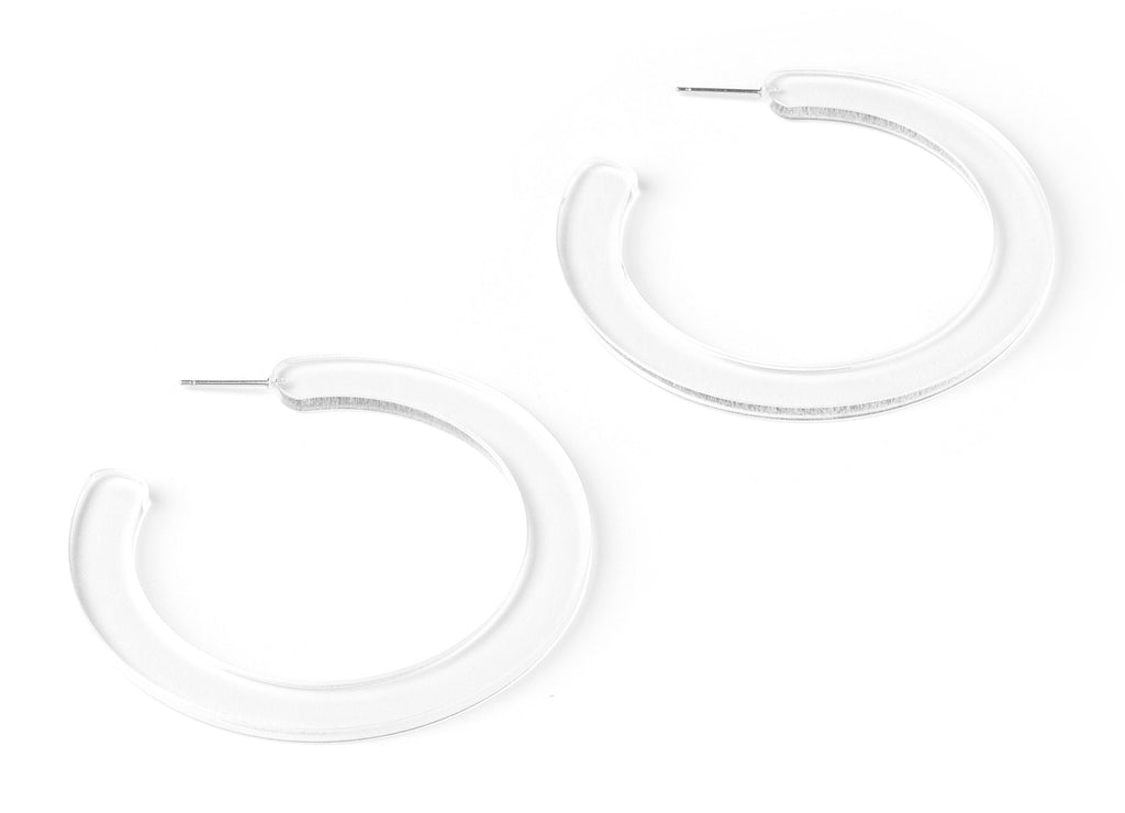 Open Hoop Earrings Stud - 2.5 inch Hoop Earring - Clear Acetate Round Earring Post Open Circle - Color Code: A63 - 63.5x2.5mm - AC1572-A63 - DOMEDBAZAAR