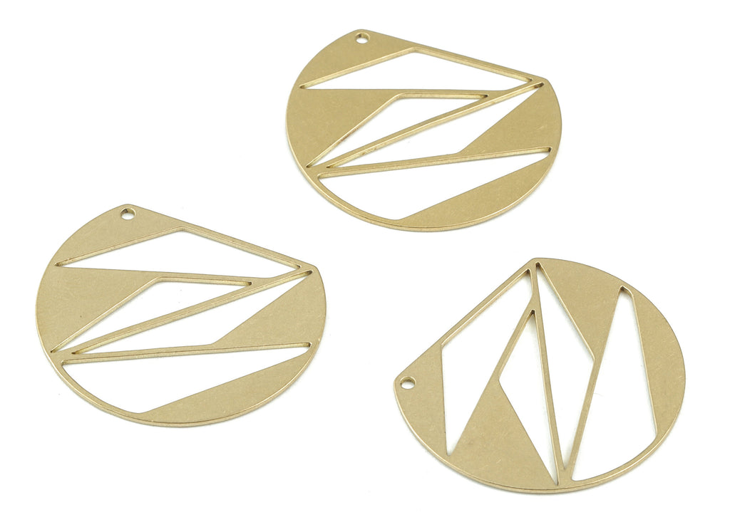 Brass Geometric Earring Charms -Raw Brass Geometric Pendant - Earrings Finding - Jewelry Supplies - 35x29x0.9mm - PPM3458 - DOMEDBAZAAR
