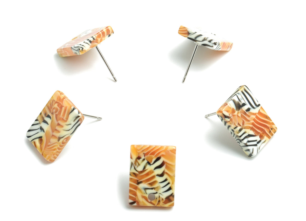 Acetate Rectangle Earring Stud - Rectangle Earring Post - Surgical Stud - Jewelry Supplies - Color Code: A504 - 15.5x11.8x2mm - AC1663-A504 - DOMEDBAZAAR