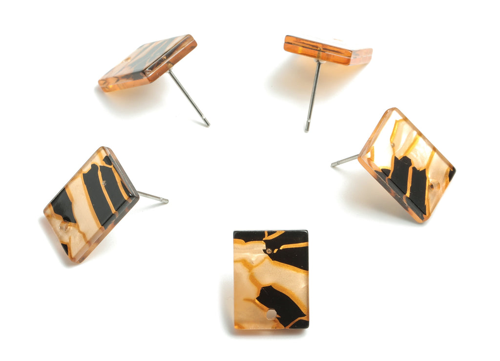 Acetate Rectangle Earring Stud - Rectangle Earring Post - Surgical Stud - Jewelry Supplies - Color Code: A503 - 15.5x11.8x2mm - AC1663-A503 - DOMEDBAZAAR
