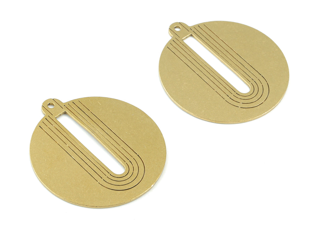 Personalized stamping blank - Brass Round Pendant - Raw Brass Rainbow Circle Earring Charm - Circle Rainbow Round - 38x34 x0.81mm - PPM3022 - DOMEDBAZAAR