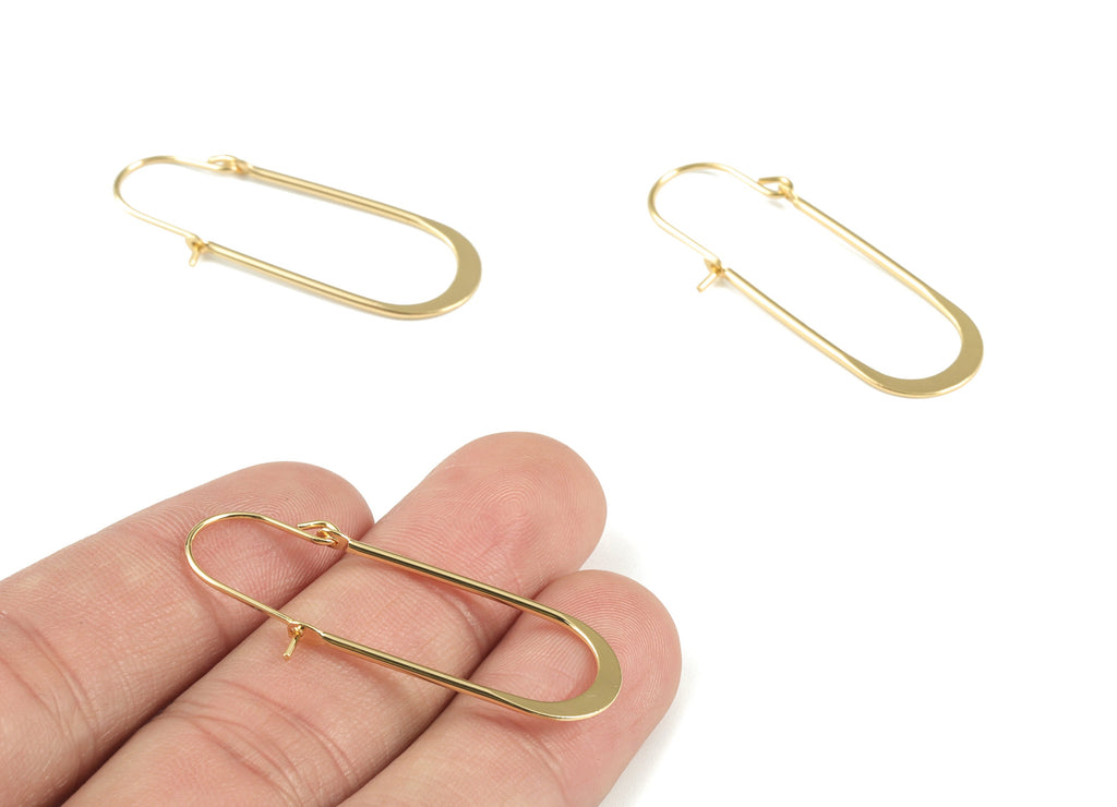 Gold Hammered Earring Wire - 18K Real Gold Brass Earrings - Earring Findings - Jewelry Supplies - 41.16x14.15x2.34mm - RGP2734 - DOMEDBAZAAR