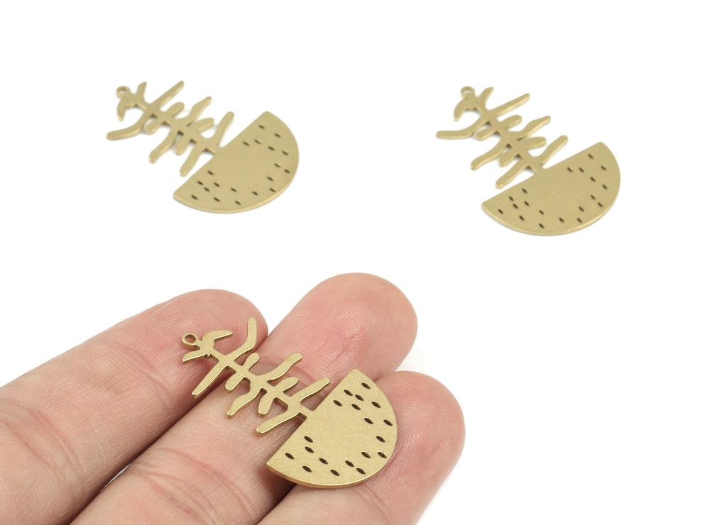 Half Moon Earring Charms - Raw Brass Semi Circle Pendant - Jewelry Supplies - 32x22x0.8mm - PPM3494 - DOMEDBAZAAR