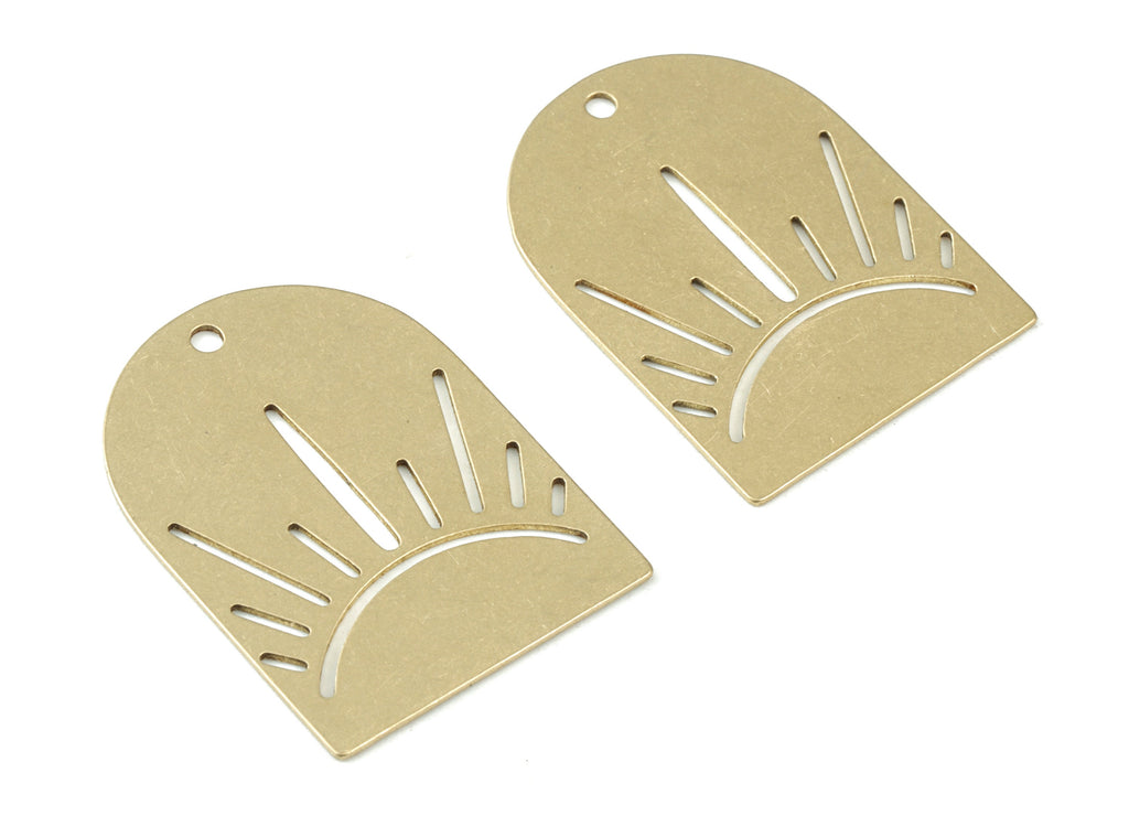 Sun Domed Earring Charms - Raw Brass Domed Sun Pendant - Jewelry Making Supplies - 30x22x0.6mm - PPM3522 - DOMEDBAZAAR