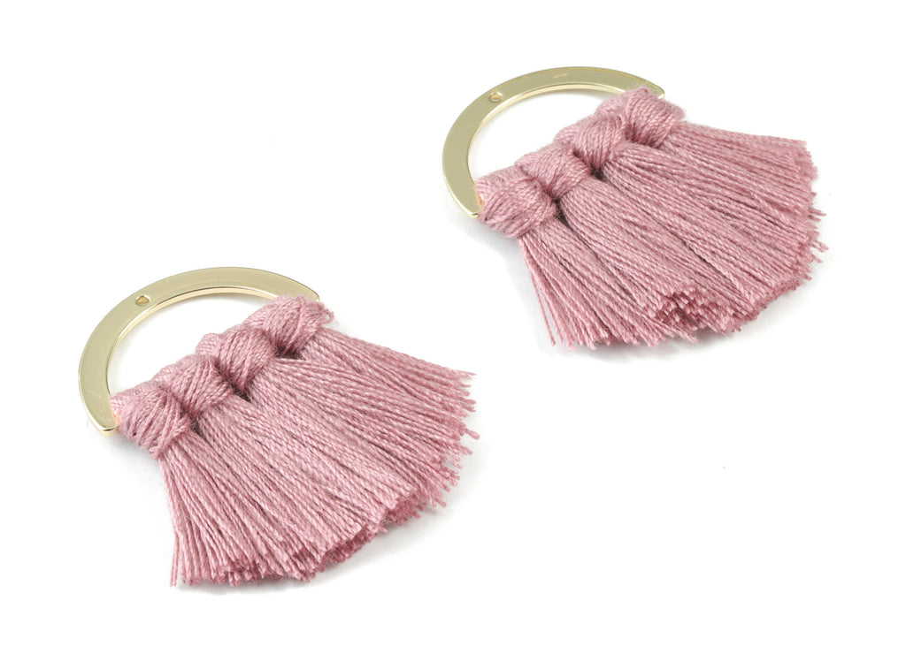 Gold Tone Plated Semi circle Brass - Half Moon Tassel Earring Charms - Cotton Purple Tassels - Fringe Tassel - 44.49x30.34x4.42mm - TSM3070P - DOMEDBAZAAR