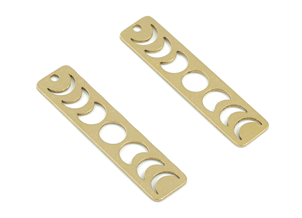 Moon Phase Bar Charms - Raw Brass Rectangle Earring Charms - Moon Phase Pendant - Jewelry Making Supplies - 30x7x0.6mm - PPM3589 - DOMEDBAZAAR