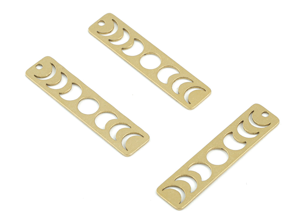Moon Phase Bar Charms - Raw Brass Rectangle Earring Charms - Moon Phase Pendant - Jewelry Making Supplies - 30x7x0.6mm - PPM3589 - DOMEDBAZAAR