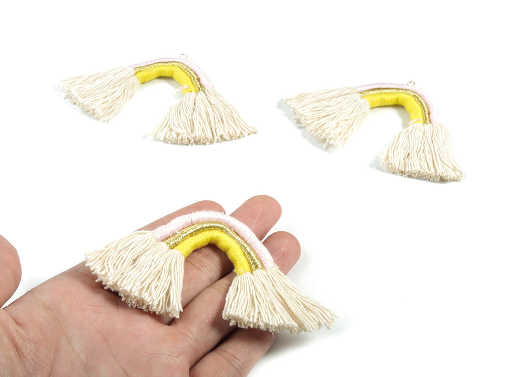 Rainbow Tassel Earrings - Cotton Earring Tassels - Rainbow Fringe Earrings - Luxe Tassel - Jewelry Supplies - 91.32x60.42x5.47mm - TS1174C - DOMEDBAZAAR