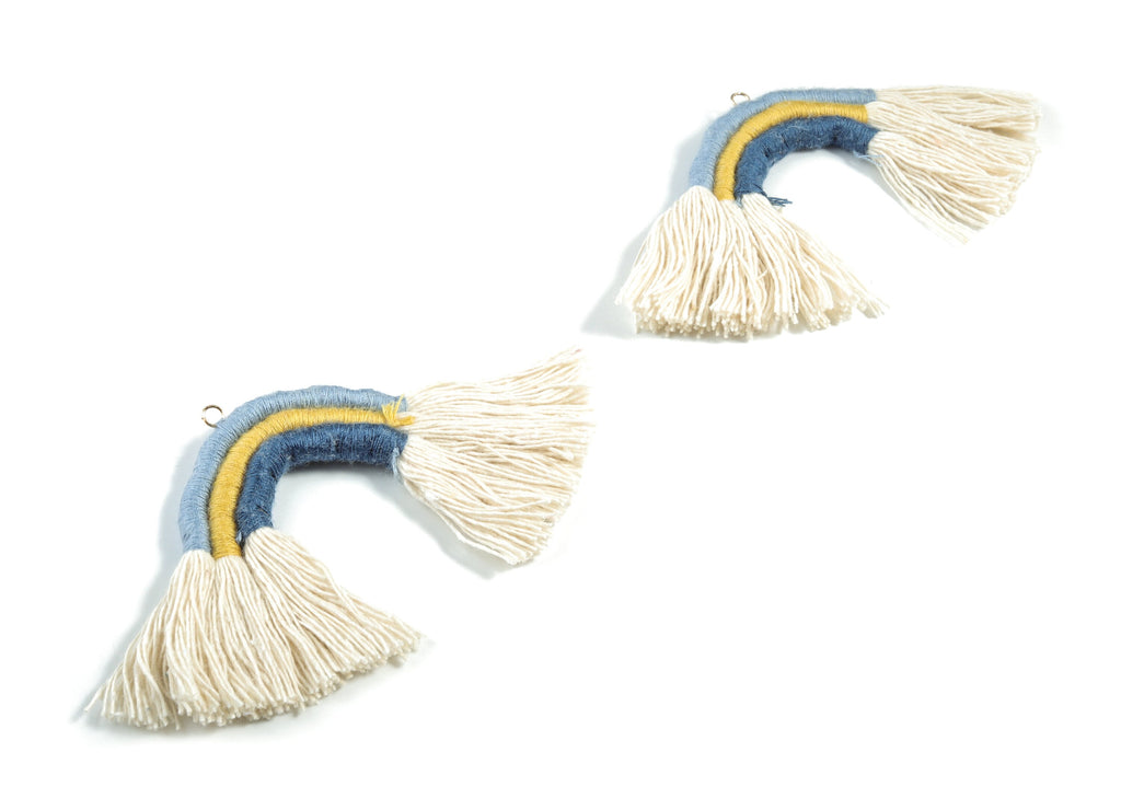 Rainbow Tassel Earrings - Cotton Earring Tassels - Rainbow Fringe Earrings - Luxe Tassel - Jewelry Supplies - 91.32x60.42x5.47mm - TS1174B - DOMEDBAZAAR
