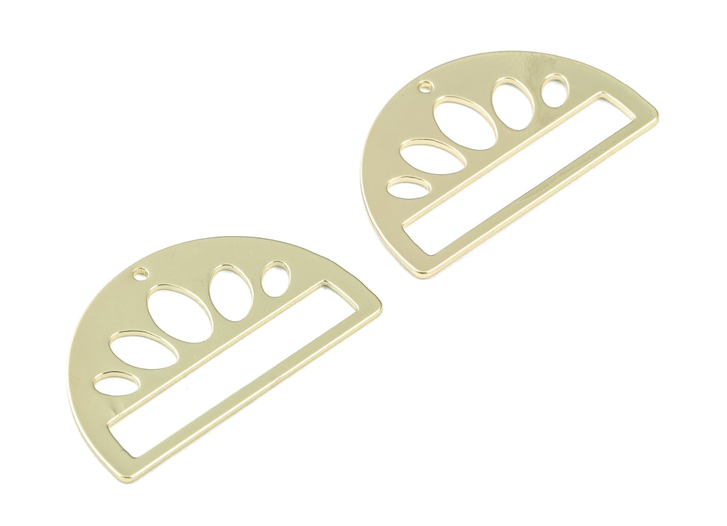 Half Moon Lotus Earring Connector - Gold Tone Plated Brass Semi Circle  Charms - Jewelry Making Supplies - 35x20 x0.9mm - PPM3065G - DOMEDBAZAAR