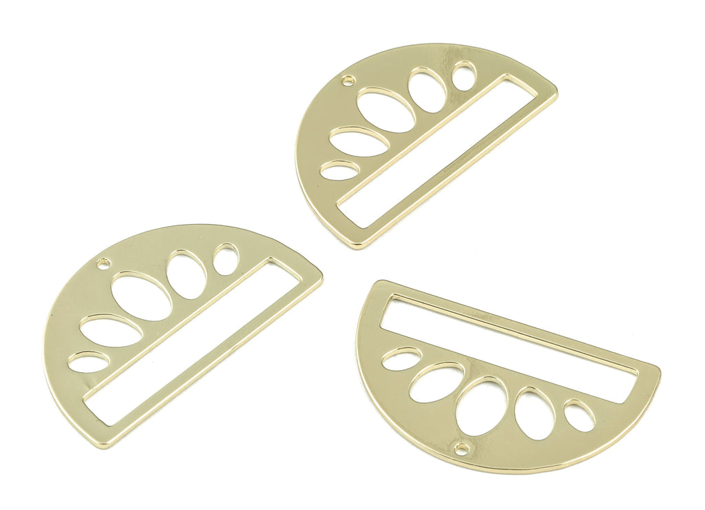 Half Moon Lotus Earring Connector - Gold Tone Plated Brass Semi Circle  Charms - Jewelry Making Supplies - 35x20 x0.9mm - PPM3065G - DOMEDBAZAAR