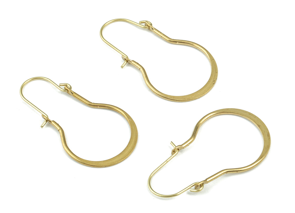 Brass Hammered Earring Wire - Raw Brass Earring Wires - Brass Earring Findings - Jewelry Supplies - 34.98x19.75x1.22mm - PP3603 - DOMEDBAZAAR