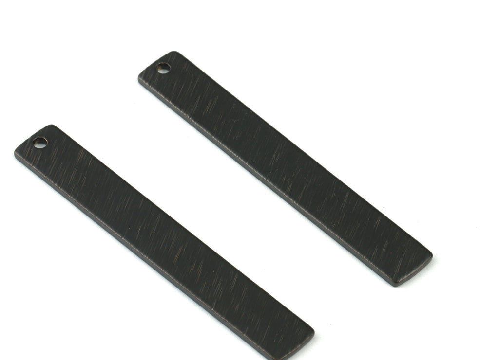 Brass Black Long Rectangle Earring Charms - Black Bar Rectangle Pendant - Earring Findings - Jewelry Supplies - 40,8x6,08x1mm - PP2108B - DOMEDBAZAAR