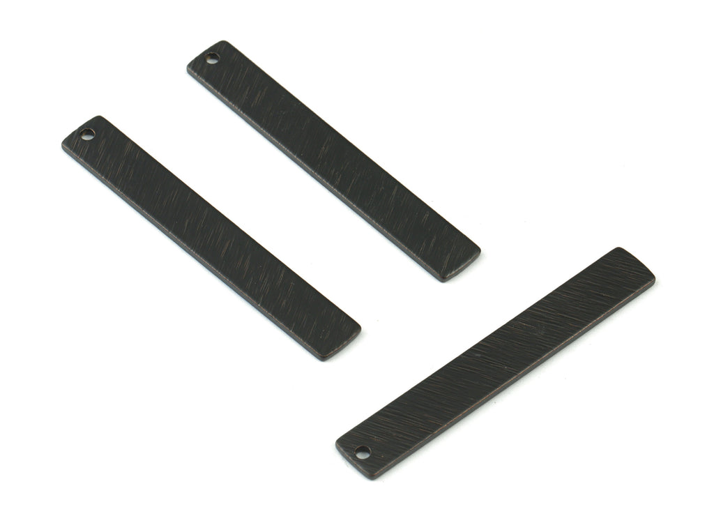 Brass Black Long Rectangle Earring Charms - Black Bar Rectangle Pendant - Earring Findings - Jewelry Supplies - 40,8x6,08x1mm - PP2108B - DOMEDBAZAAR