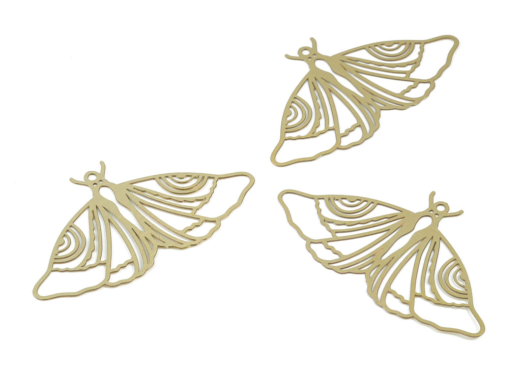 Brass Butterfly Earring Charms - Raw Brass Butterfly Pendant - Earring Findings - Jewelry Supplies - 49.37x27.43x0.29mm - JJB6522 - DOMEDBAZAAR