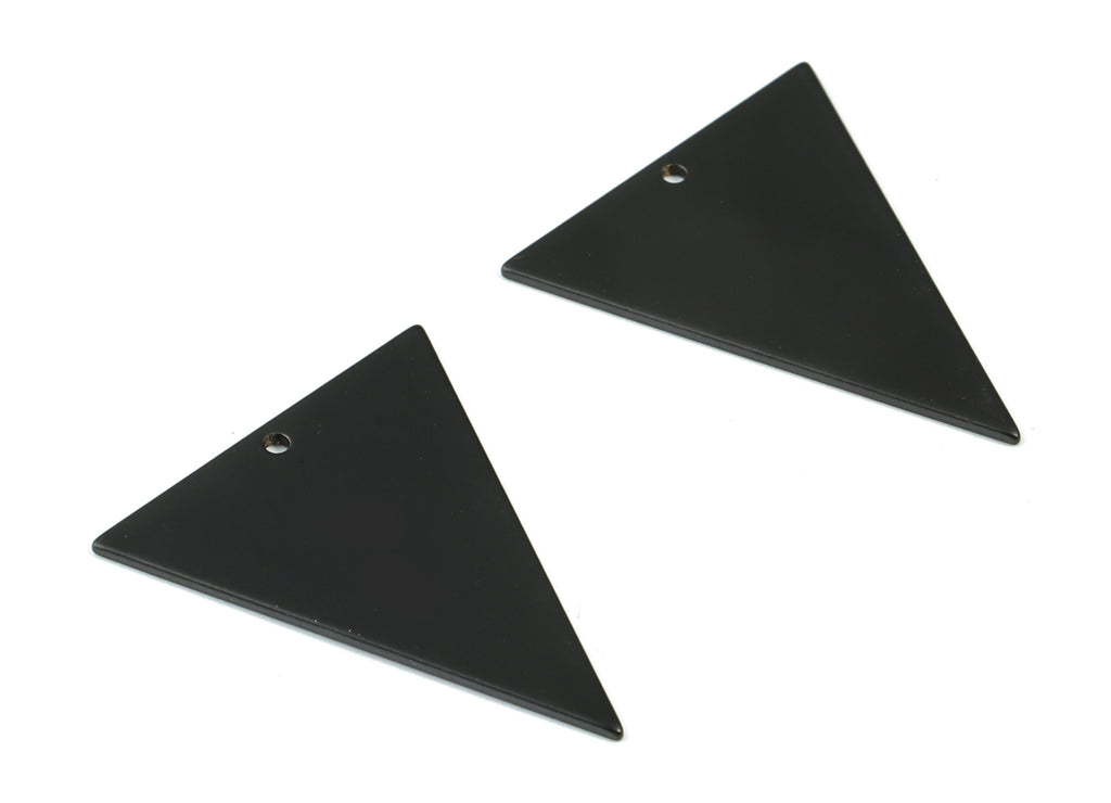 Personalized stamping blank - Black Triangles Pendant - Matte Black Brass Triangle Earring Charms   - 31.68x26.78x1.04mm - PP2121B - DOMEDBAZAAR
