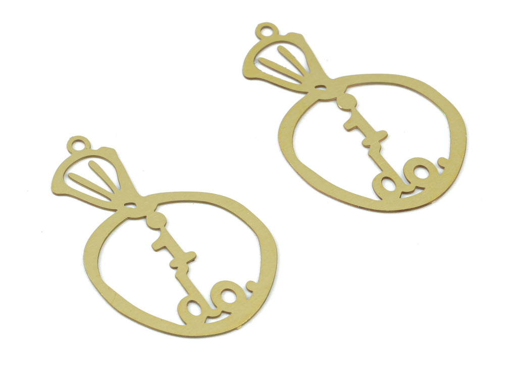 Brass Flower Earring Charms - Raw Brass Flower Ring Pendant - Earring Findings - Jewelry Supplies - 26.98x17.04x0.28mm - JJC11993 - DOMEDBAZAAR