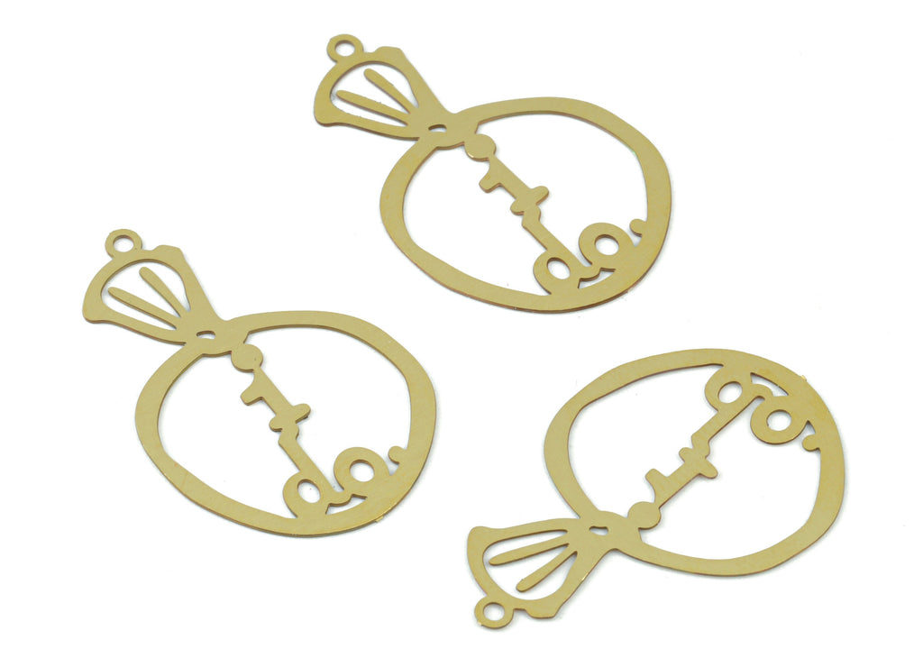 Brass Flower Earring Charms - Raw Brass Flower Ring Pendant - Earring Findings - Jewelry Supplies - 26.98x17.04x0.28mm - JJC11993 - DOMEDBAZAAR