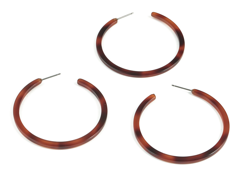 Open Hoop Earrings Stud - 2 inch Hoop Earring - Acetate Round Earring Post - Open Circle - Jewelry Making Supplies - 50x50x2.8mm - AC1172M - DOMEDBAZAAR