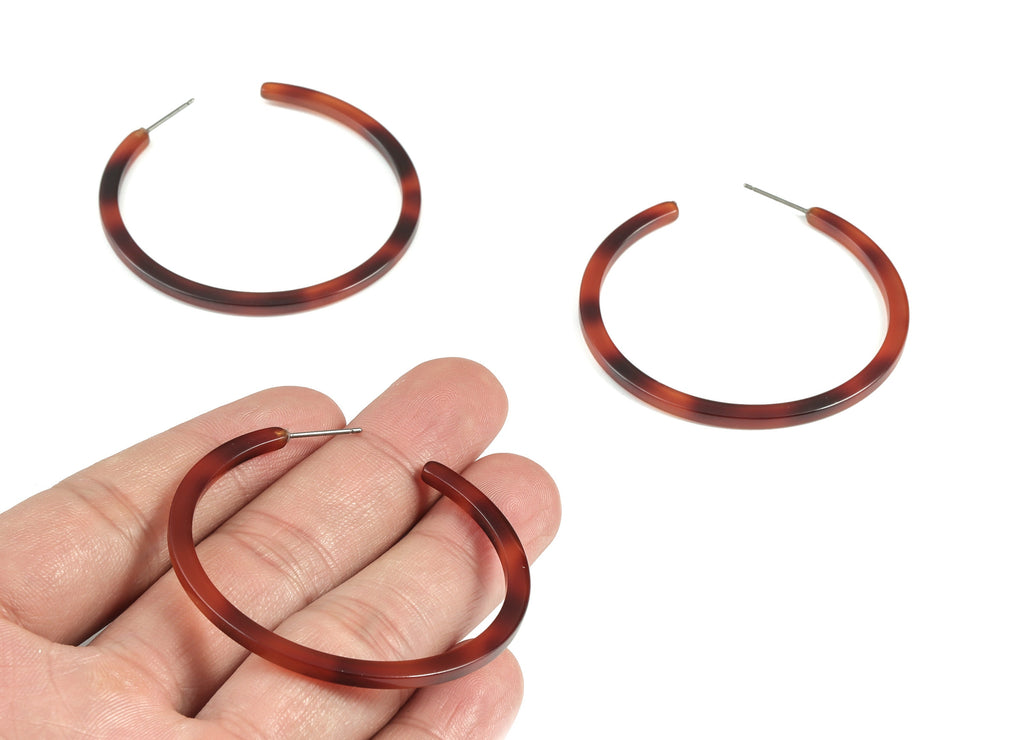 Open Hoop Earrings Stud - 2 inch Hoop Earring - Acetate Round Earring Post - Open Circle - Jewelry Making Supplies - 50x50x2.8mm - AC1172M - DOMEDBAZAAR