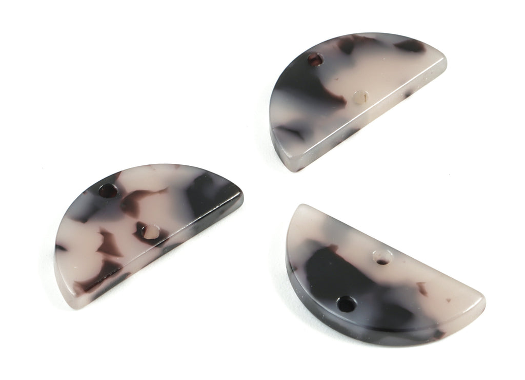 Acetate Semicircle Earring Connector -  Half Moon Blonde Tortoise Shell Earrings - 2 Holes - Color Code: A06 - 21.2x10.4x2.4mm - AC2059-A06 - DOMEDBAZAAR