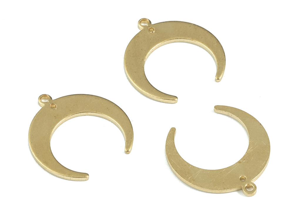 Brass Crescent Earring Connector - Raw Brass Crescent Earring Charms - Earring Findings - Jewelry Supplies - 18.4x17.4x1mm - PP3613 - DOMEDBAZAAR