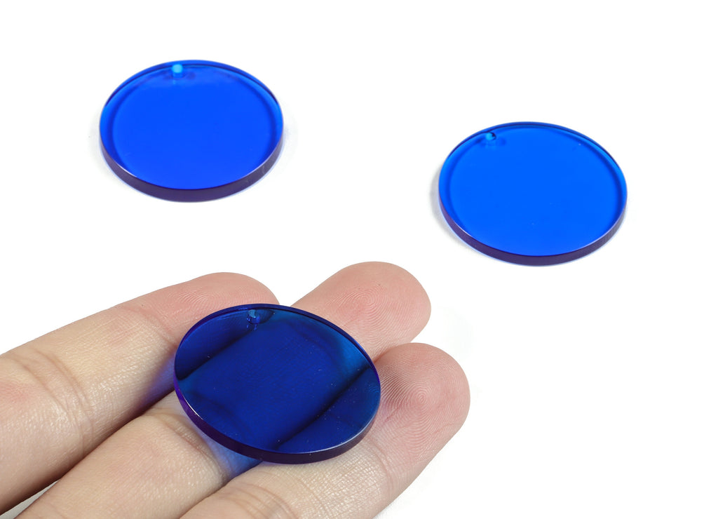 Acetate Round Earring Charms - Blue Round Pendant - Earring Findings - Jewelry Supplys - Color Code: A70 - 30.33x30.33x2.58mm - AC1315-A70 - DOMEDBAZAAR