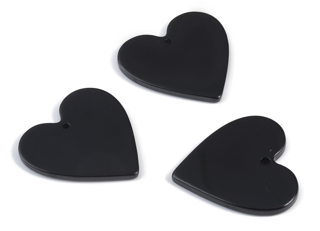 Acrylic Black Heart Earring Charms - Heart Pendant - Earring Findings - Jewelry Supplies - Color Code: A66- 31.19x31.72x2.58mm - AC1431-A66 - DOMEDBAZAAR