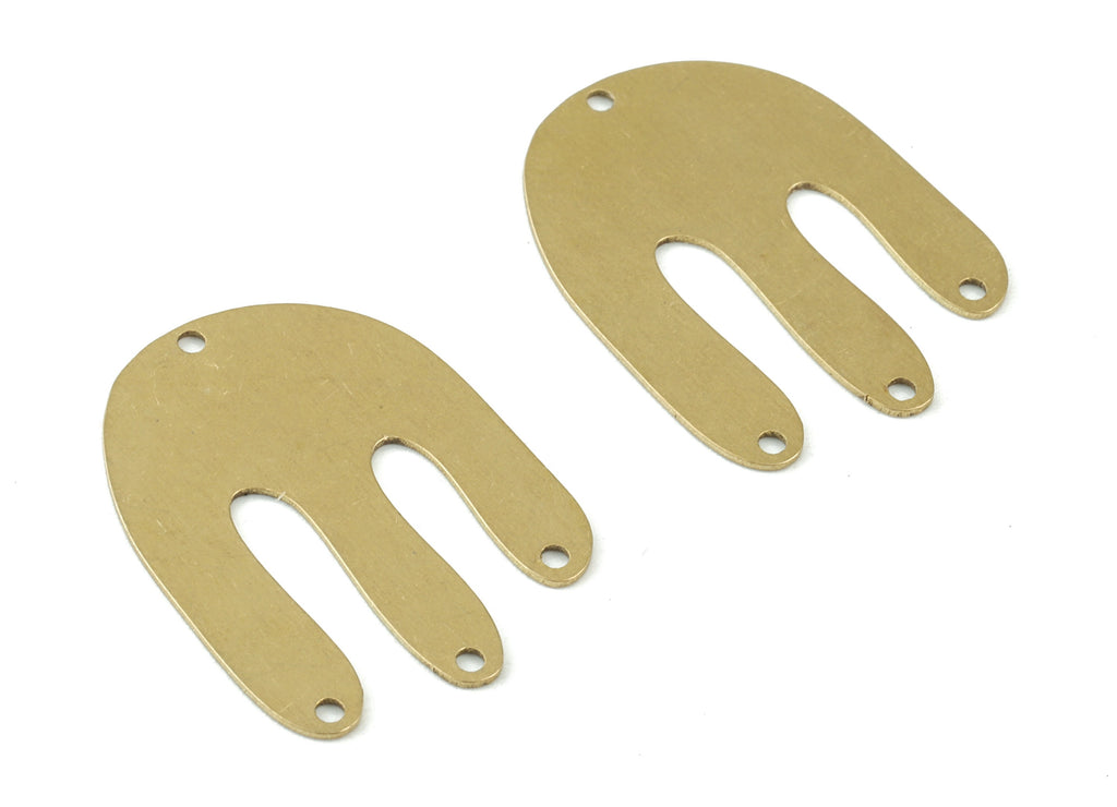 Personalized stamping blank - Jellyfish Earring Connector - Raw Brass Jelly Fish Earring Charms - 4 Holes Connector  - 26x20x0.6mm - PPM3498 - DOMEDBAZAAR