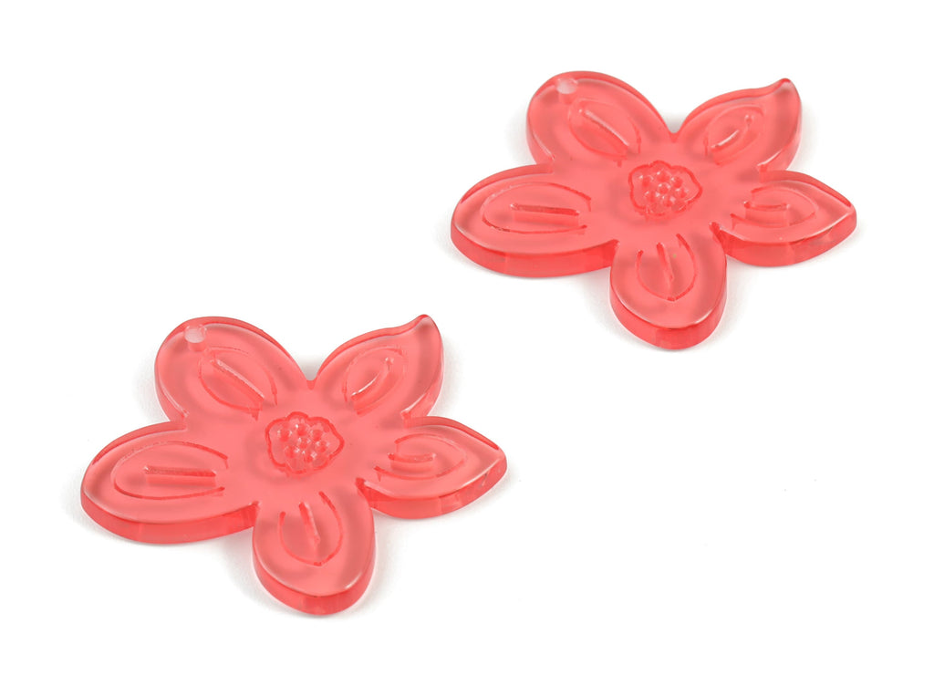 Bead door window curtain - Acrylic Leaf Red wind bell chimes - Flower Earring Charms  - Color Code:A465- 37.84x35.37x3.42mm - AC2136-A465 - DOMEDBAZAAR