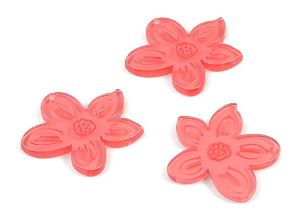 Bead door window curtain - Acrylic Leaf Red wind bell chimes - Flower Earring Charms  - Color Code:A465- 37.84x35.37x3.42mm - AC2136-A465 - DOMEDBAZAAR