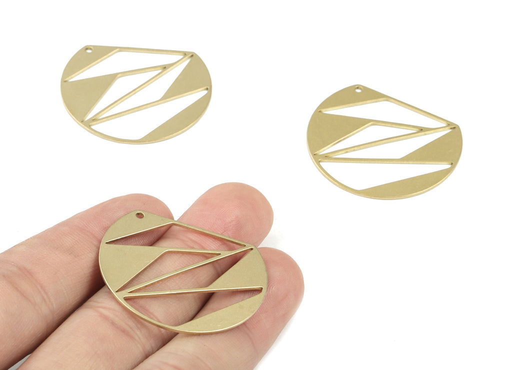 Brass Geometric Earring Charms -Raw Brass Geometric Pendant - Earrings Finding - Jewelry Supplies - 35x29x0.9mm - PPM3458 - DOMEDBAZAAR