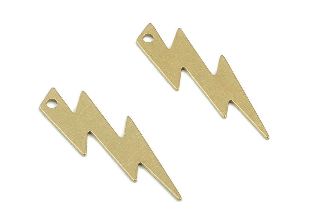 Lightning Thunderbolt Pendant - Raw Brass Thunderbolt Earring Charms - Lightning Earrings - Jewelry Supplies - 25x9x0.6mm - PPM3723 - DOMEDBAZAAR